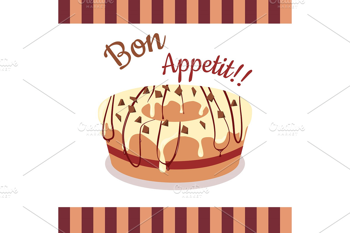 Bon Appetit. Festive Cake Web Banner in Illustrations - product preview 8