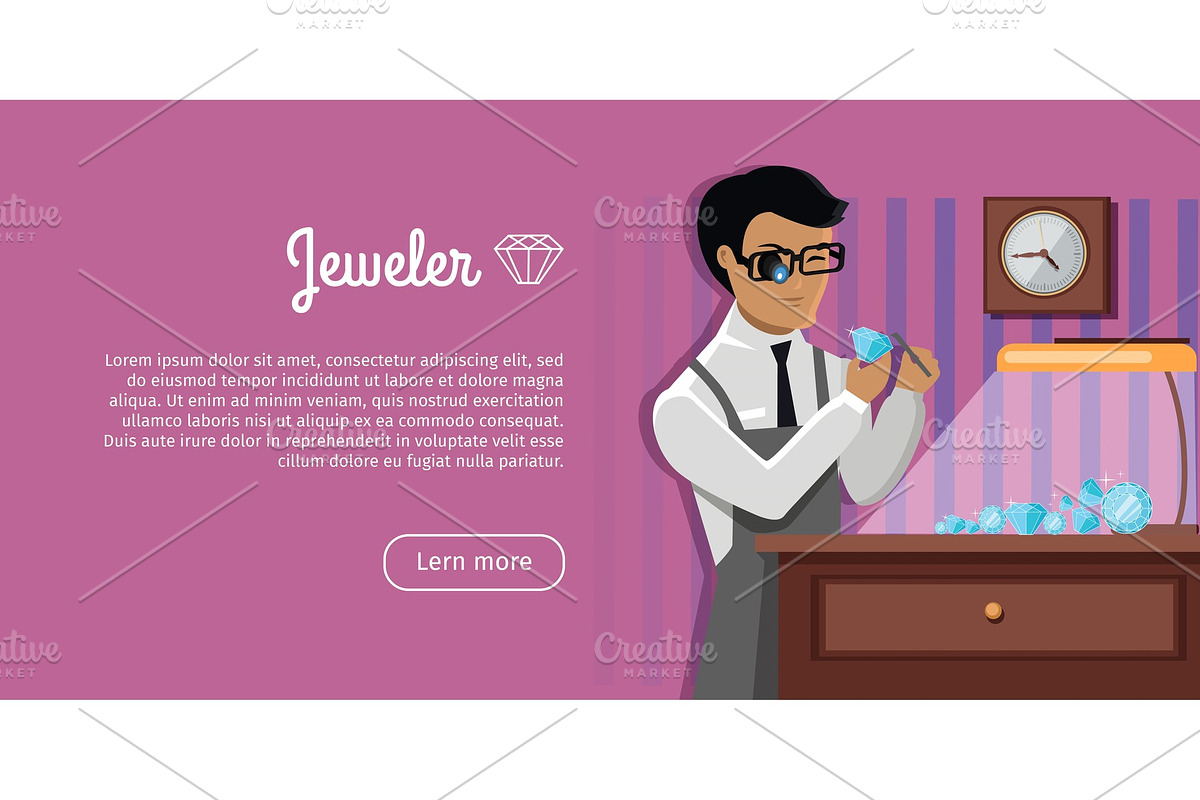 Jeweler Man Examines the Diamond. in Illustrations - product preview 8