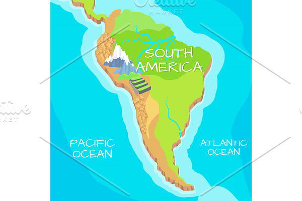 South America Map with Natural