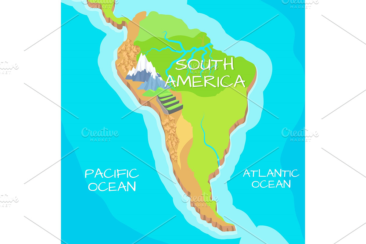 South America Map with Natural in Illustrations - product preview 8