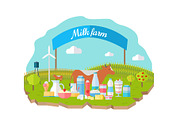 Milk Farm Concept Banner Vector Flat
