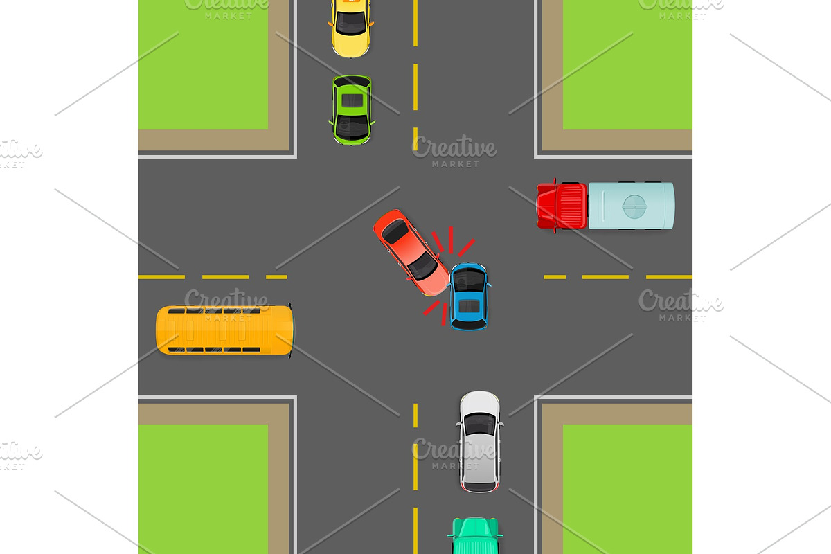General Traffic Rules. Turn Left at in Illustrations - product preview 8
