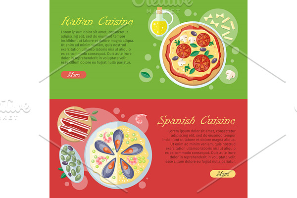 Spanish Cuisine Web Banner. Paella