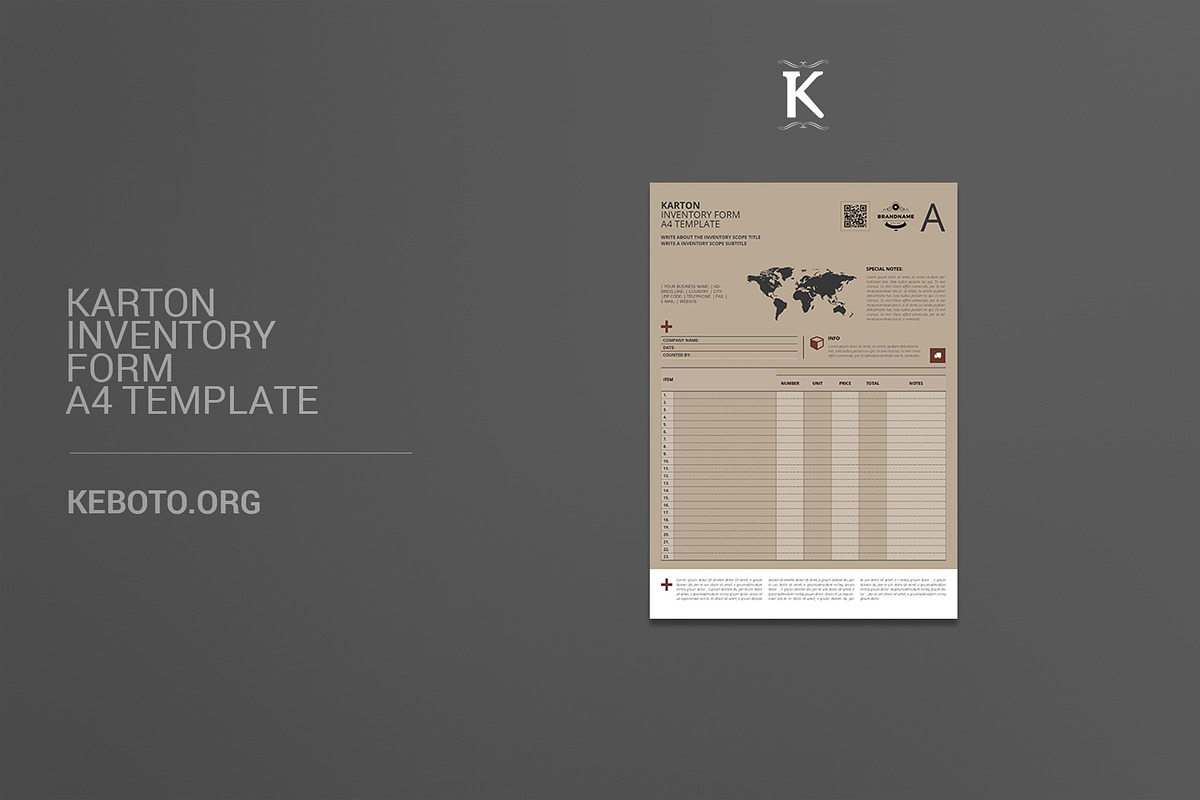 Karton Inventory Form A4 Template in Templates - product preview 8