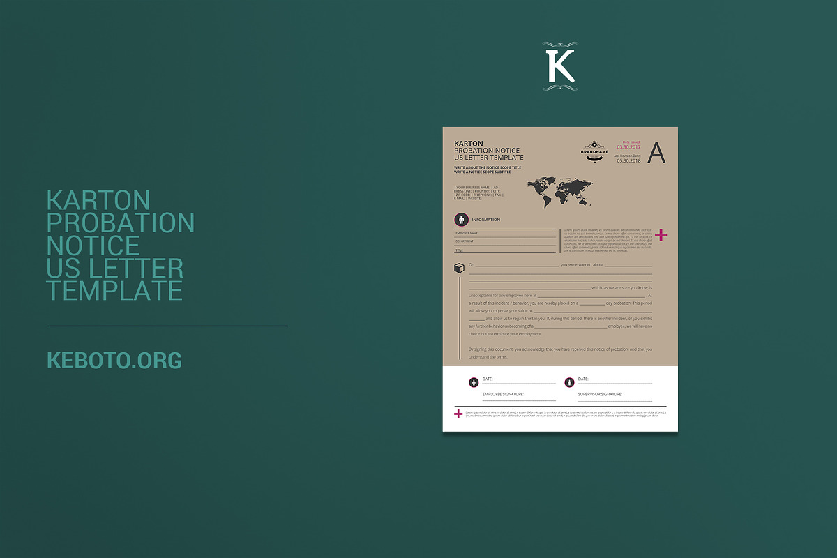Karton Probation Notice US Letter in Stationery Templates - product preview 8