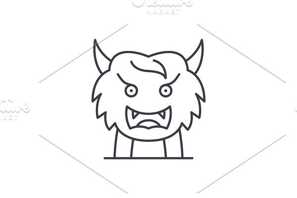 Asian monster line icon concept