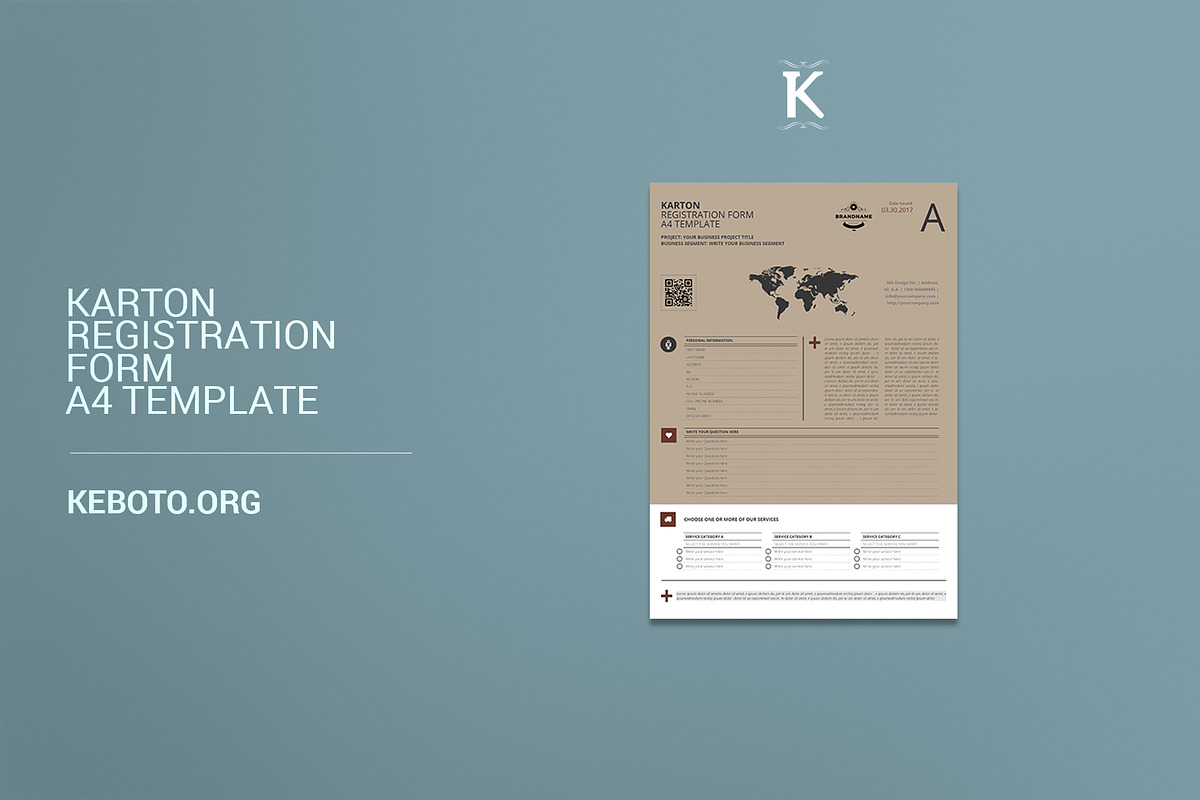 Karton Registration Form A4 Template in Stationery Templates - product preview 8
