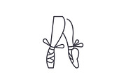 Ballet pointe shoes line icon