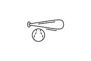 Baseball bat and ball line icon