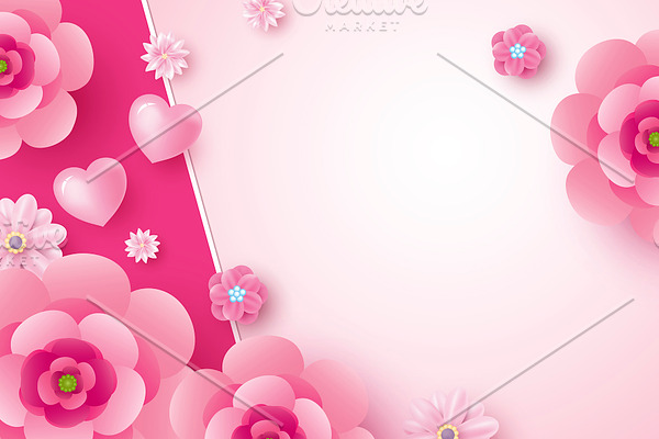 Flowers and hearts card design