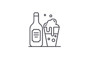 Beer and beer glass line icon