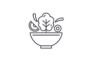 Bowl of salad line icon concept