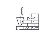 Brick laying line icon concept