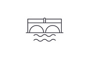 Bridge over river line icon concept