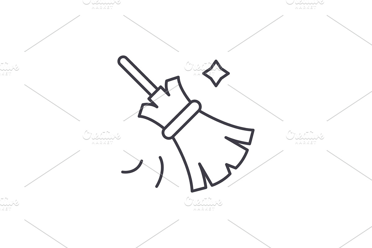 Broom line icon concept. Broom in Illustrations - product preview 8