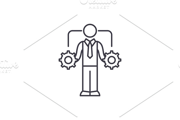 Business decision making line icon