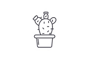 Cactus in a pot line icon concept