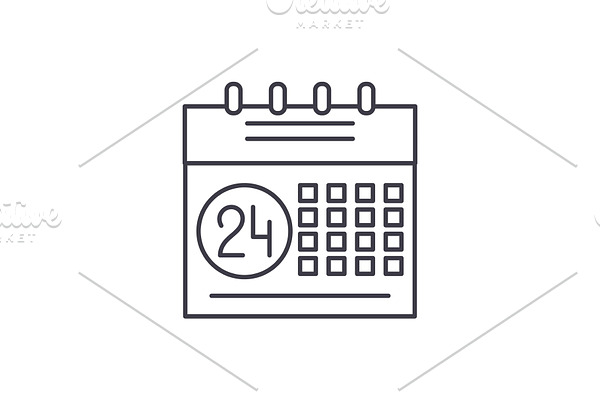 Calendar planning system line icon