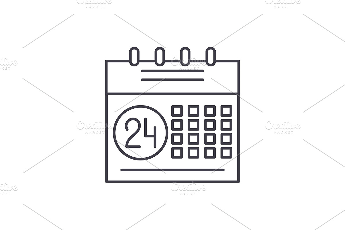 Calendar planning system line icon in Illustrations - product preview 8