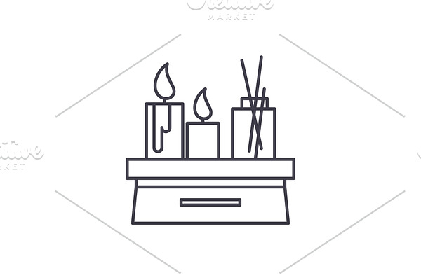 Candles in the interior line icon