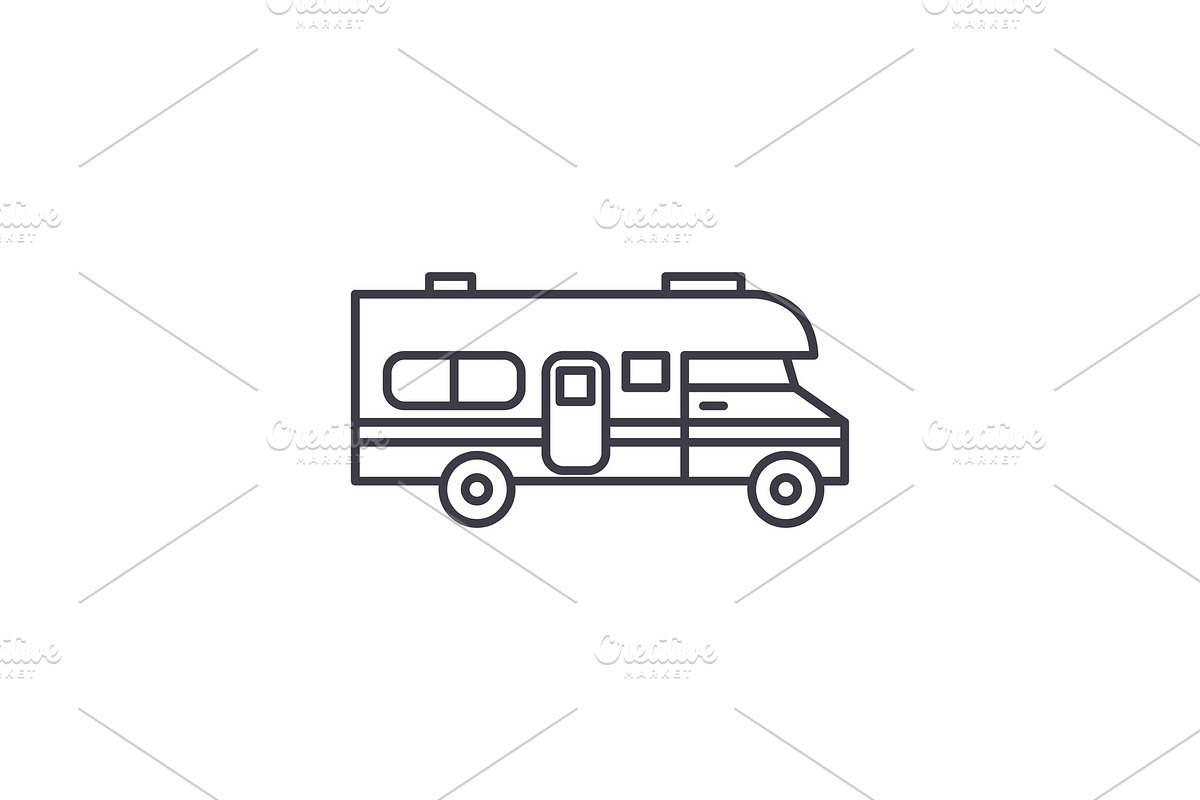 Caravan car line icon concept in Illustrations - product preview 8