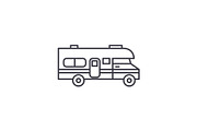 Caravan car line icon concept