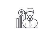 Career growth manager line icon