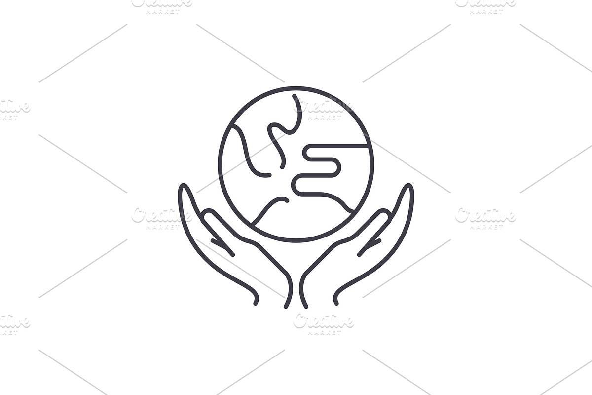 Caring for the world line icon in Illustrations - product preview 8