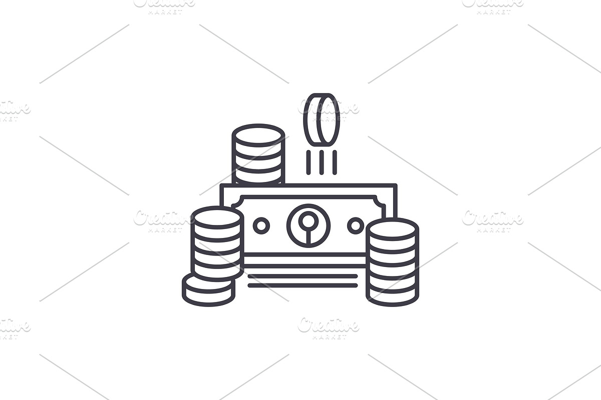 Cash line icon concept. Cash vector in Illustrations - product preview 8