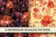 2 watercolor vector leaves patterns