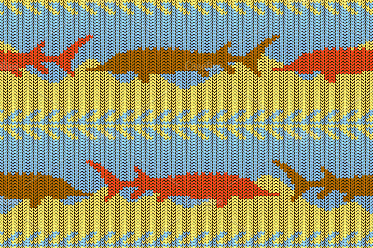 Knit seamless pattern with sturgeons in Patterns - product preview 8
