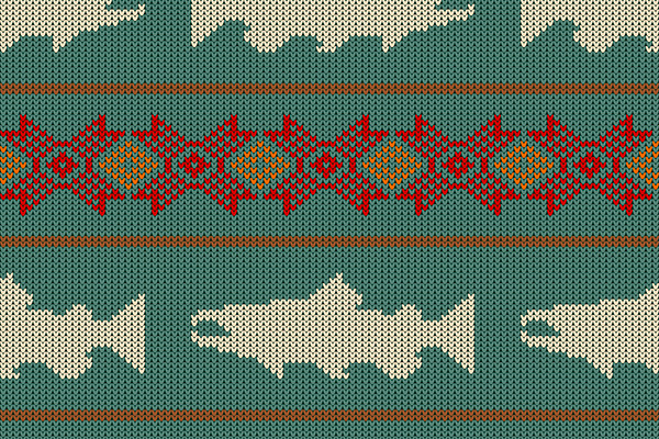 Knitted seamless pattern with salmon