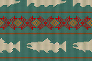 Knitted seamless pattern with salmon