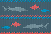 Knitted seamless pattern with fish