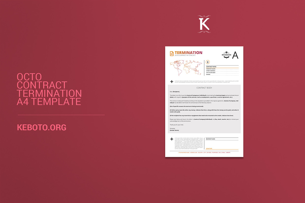 Octo Contract Termination A4 in Templates - product preview 8