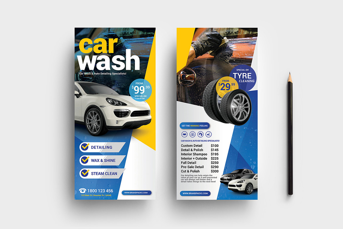 Car Wash DL Rack Card Template in Card Templates - product preview 8