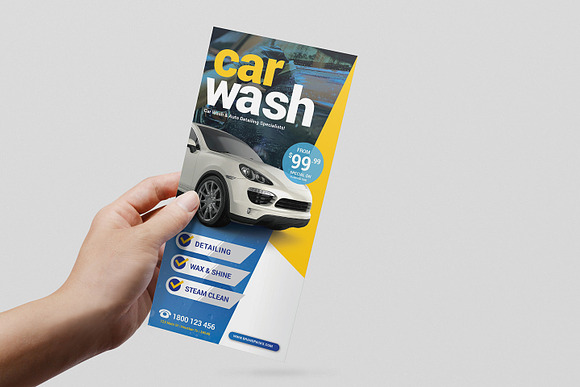 Car Wash DL Rack Card Template in Card Templates - product preview 1