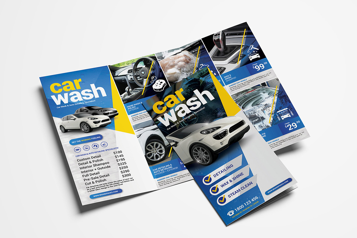Car Wash Trifold Brochure Template in Brochure Templates - product preview 8