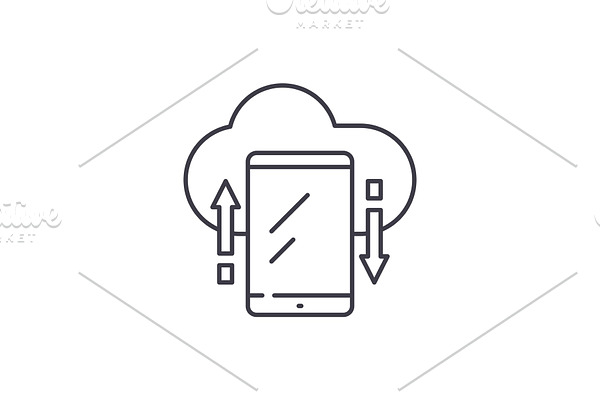 Cloud storage line icon concept