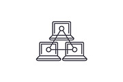 Computer working group line icon