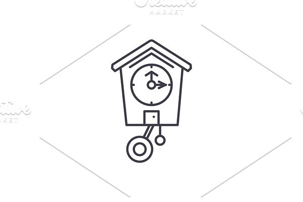 Cuckoo clock line icon concept