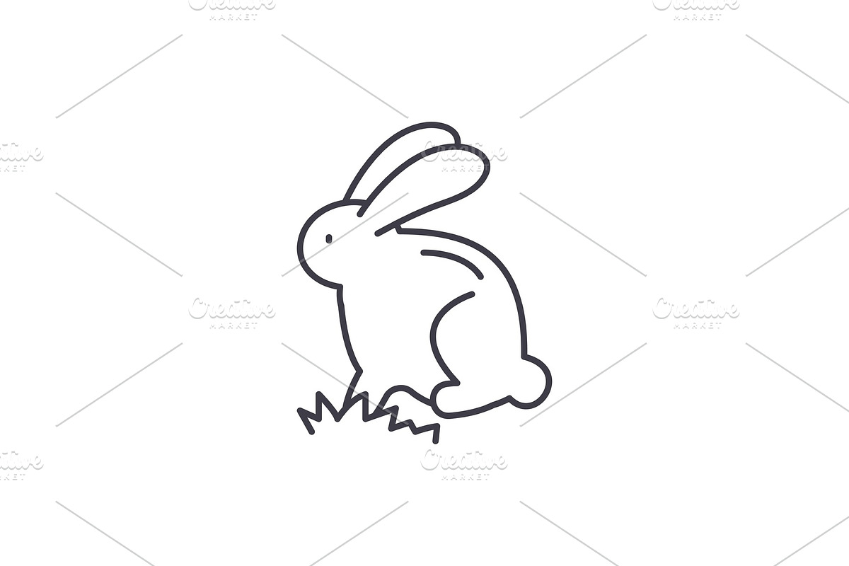 Cute easter bunny line icon concept in Illustrations - product preview 8