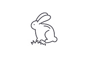 Cute easter bunny line icon concept