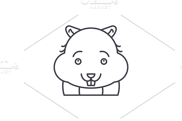 Cute hamster line icon concept. Cute