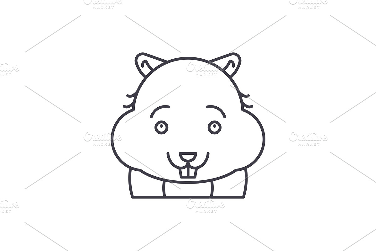 Cute hamster line icon concept. Cute in Illustrations - product preview 8