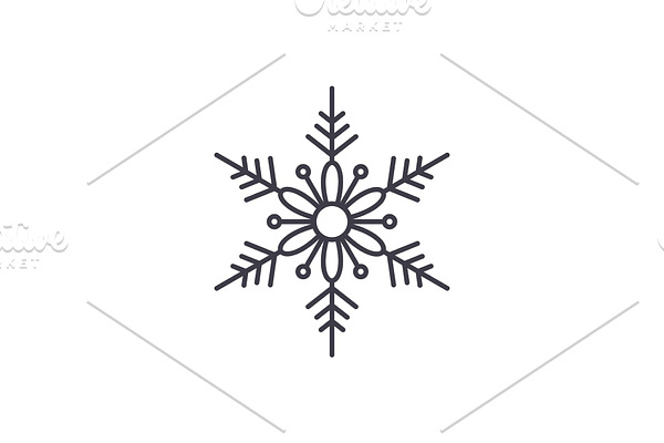 Cute snowflake line icon concept
