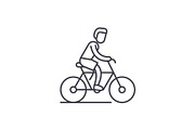 Cycling trip line icon concept