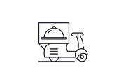 Delivery from restaurants line icon