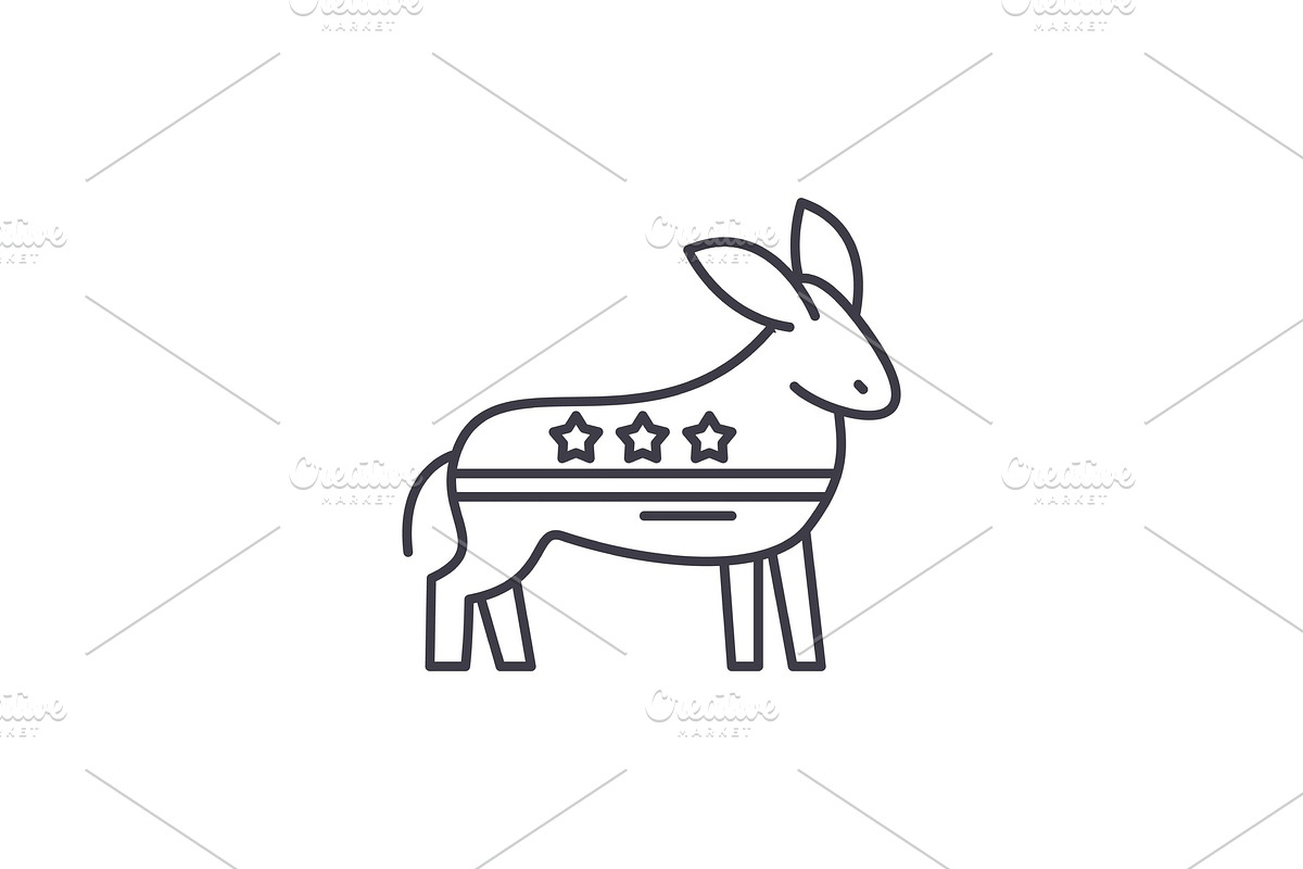 Democratic ass line icon concept in Illustrations - product preview 8
