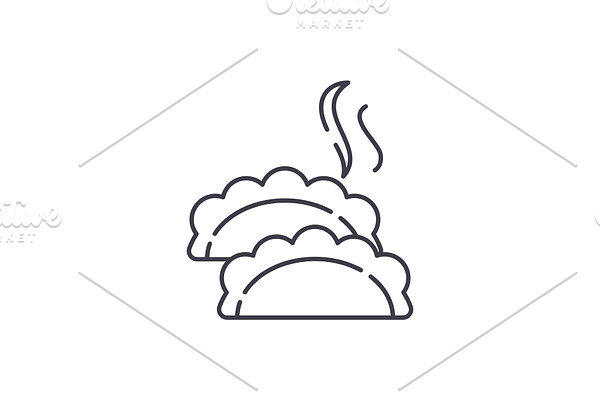 Dumplings line icon concept